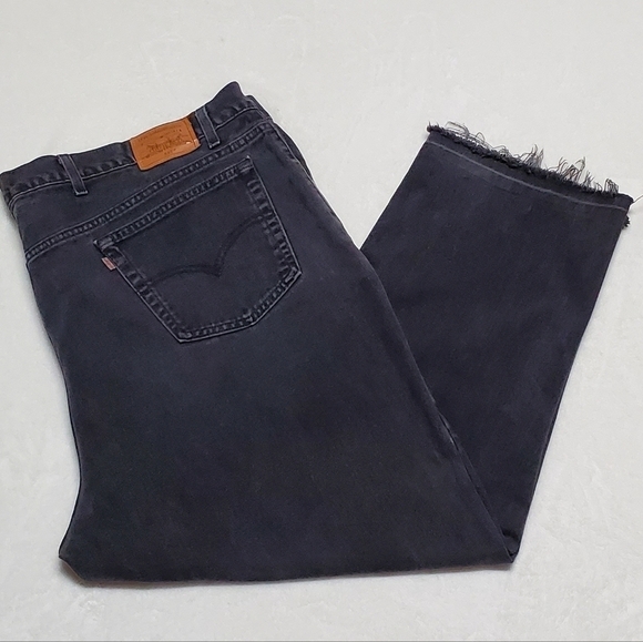 RARE Vintage Levi's 545 Orange Tab Black Raw Cut Stone Wash Loose Fit Jeans - Picture 4 of 14